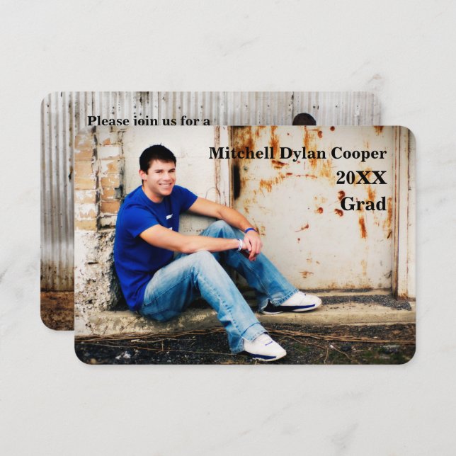 Avslappnad Grunge - Meddelande om 3x5 Studenten Inbjudningar (Fram/baksida)