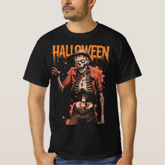 Avslappnad Halloween Skeleton Rosary Tee