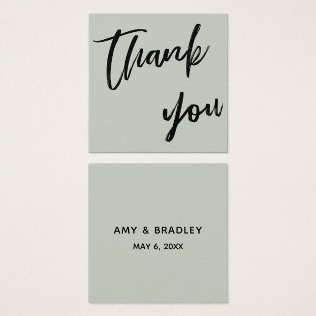 Avslappnad Handskrift Bröllop Tack Favoritsida Fyrkantigt Visitkort (Framsida & baksida)