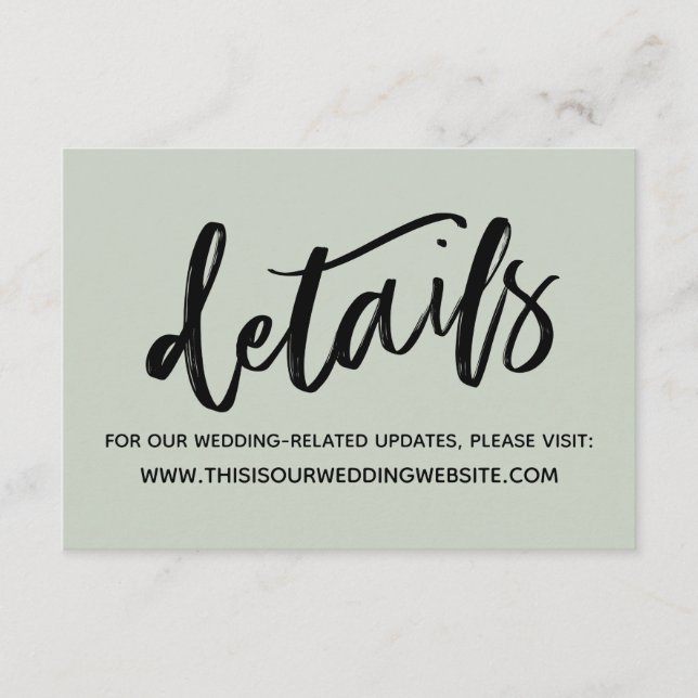 Avslappnad Handskrift Enkel Bröllop-informationssi Tilläggskort (Framsida)