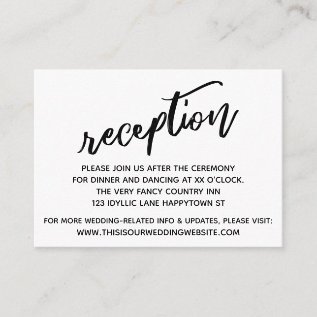 Avslappnad Handskrift - enkel bröllopsmottagning Tilläggskort (Framsida)