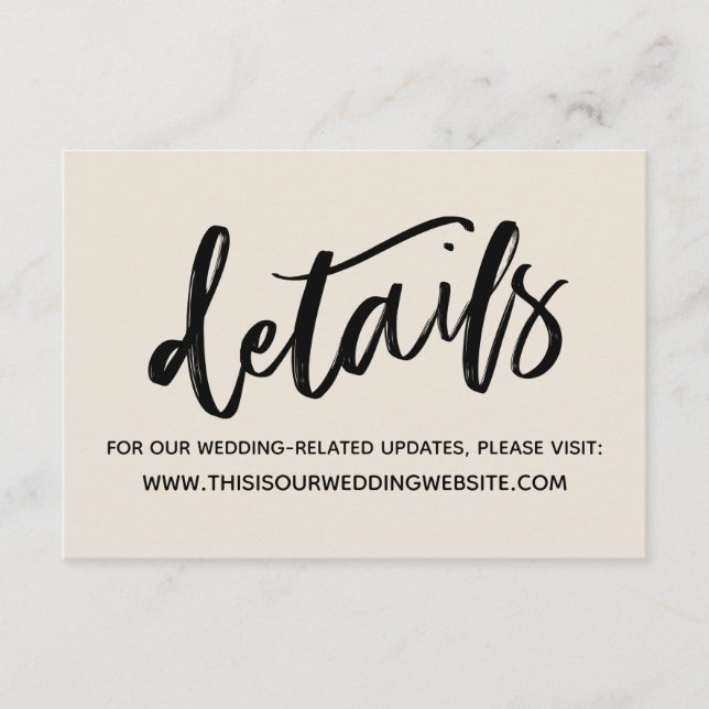 Avslappnad Handskrift - listrera Bröllop-detaljer Tilläggskort (Framsida)