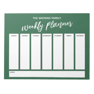 Avslappnad Handskrift Simple Weekly Planner, Löv Anteckningsblock