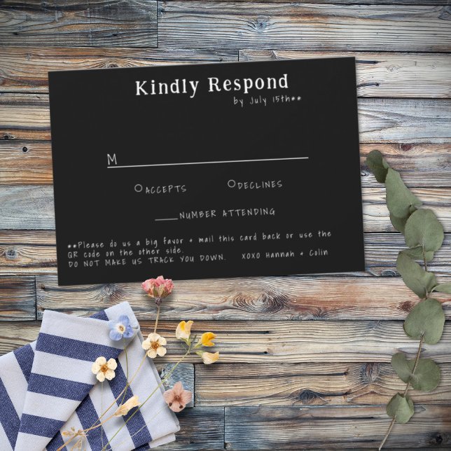 Avslappnad handskriven typografi vit och svart OSA kort (Skapare uppladdad)