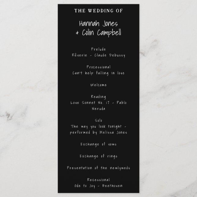 Avslappnad handskriven typografi vit och svart program (Framsida)