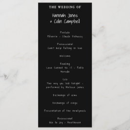 Avslappnad handskriven typografi vit och svart program