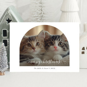 Avslappnad Handwrite Arch Photo Meowy jul Julkort