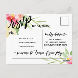 Avslappnad Handwrite Boho Blommigt OSA Sång begära Vykort