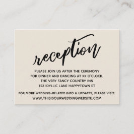 Avslappnad Handwrite Cream Wedding Reception Tilläggskort