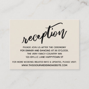 Avslappnad Handwrite Cream Wedding Reception Tilläggskort