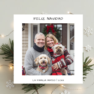 Avslappnad Handwrite Feliz Navidad jul White Julkort