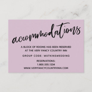 Avslappnad Handwrite Mauve Bröllop-inkvartering Tilläggskort