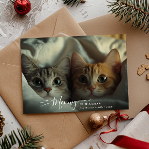 Avslappnad Handwrite Meowy-julfotopålägg Julkort