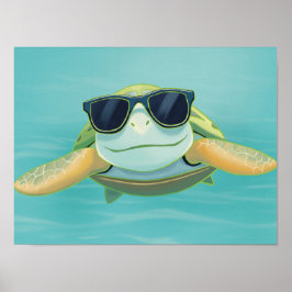 Avslappnad havssköldpadda med solglasögon – Underv Poster