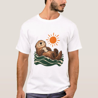 Avslappnad Havsutter Solsken och Vågor T Shirt