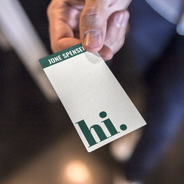 Avslappnad Hej Hi Forest Grönt Typography White Visitkort