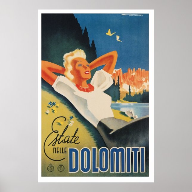 Avslappnad i Dolomiterna Alperna Poster (Framsidan)