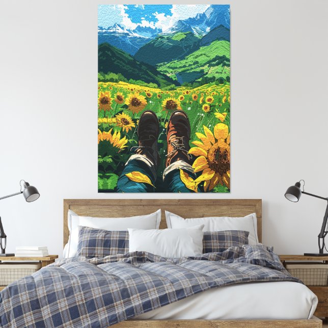 Avslappnad i Solrosparadis Canvastryck (Insitu (sovrum))