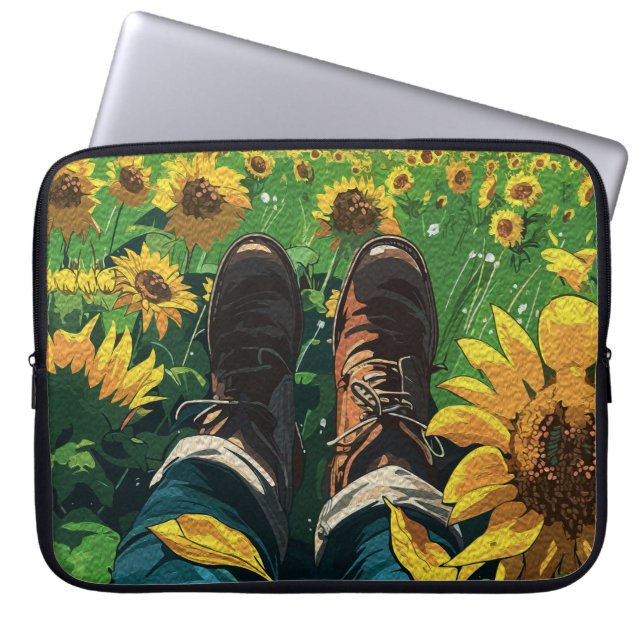 Avslappnad i Solrosparadis Laptop Fodral (Framsidan)