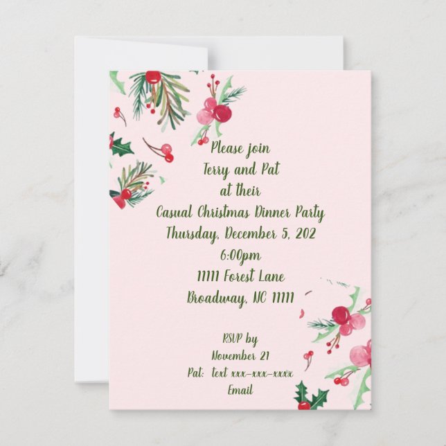 Avslappnad Inbjudan till Helgdag Party under midda (Framsida)