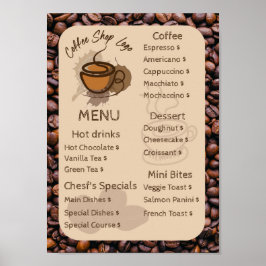 Avslappnad kaffebönor lägga till din meny-kaffebut poster