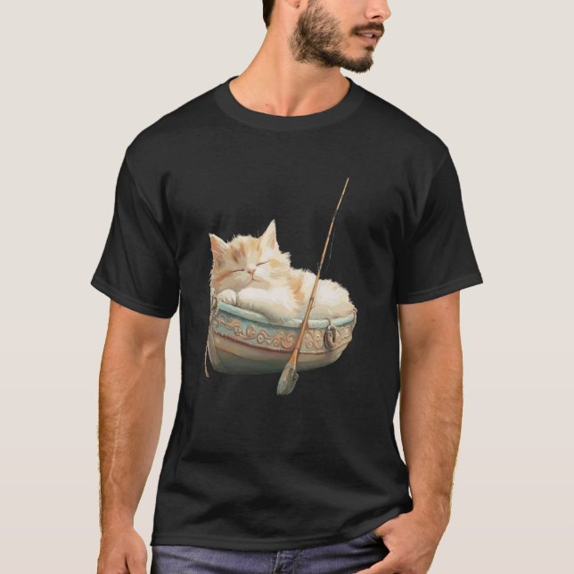 Avslappnad katt som sover fridfullt i båt t shirt (Framsida)