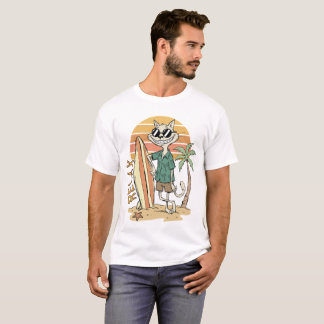 Avslappnad Katt Surfstämning T Shirt