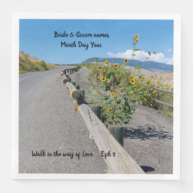 Avslappnad land väster, bergsblomma i bord pappersservett (Framsida)