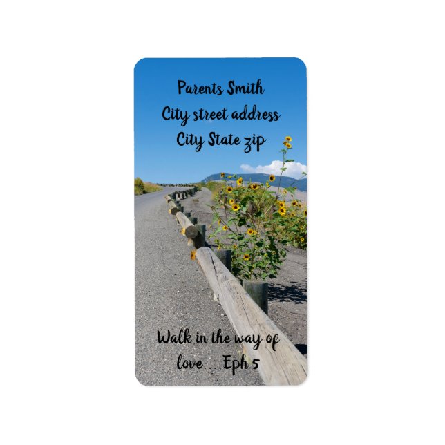 Avslappnad land väster: blommor från bergsområden  adressetikett (Framsidan)