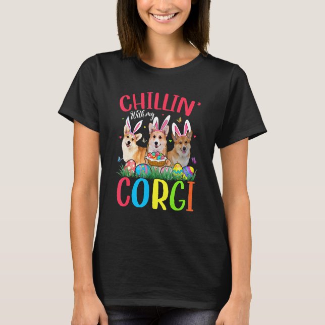 Avslappnad Med Min Corgi Påskägg Glad Påsk T Shirt (Framsida)