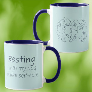 Avslappnad med min hund-mugg självomsorg isblå hun mugg