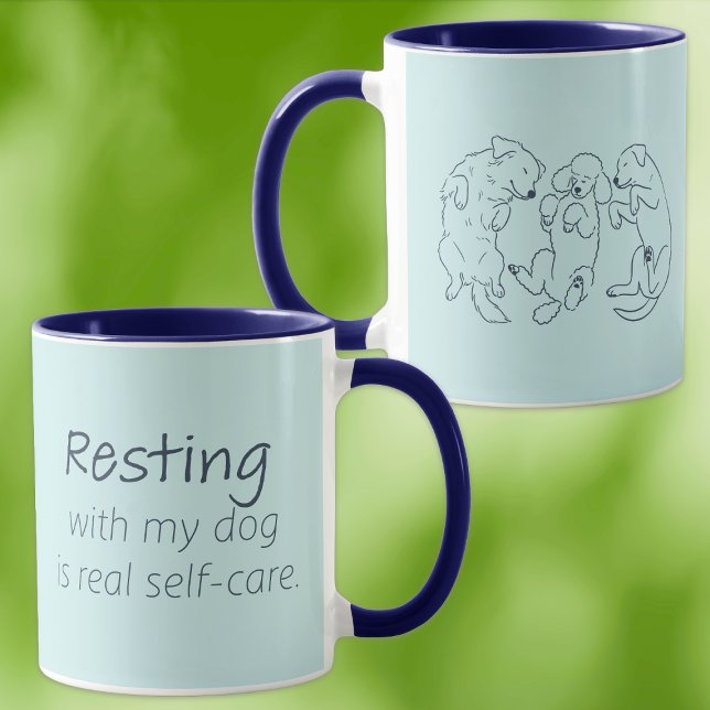 Avslappnad med min hund-mugg självomsorg isblå hun mugg (Skapare uppladdad)