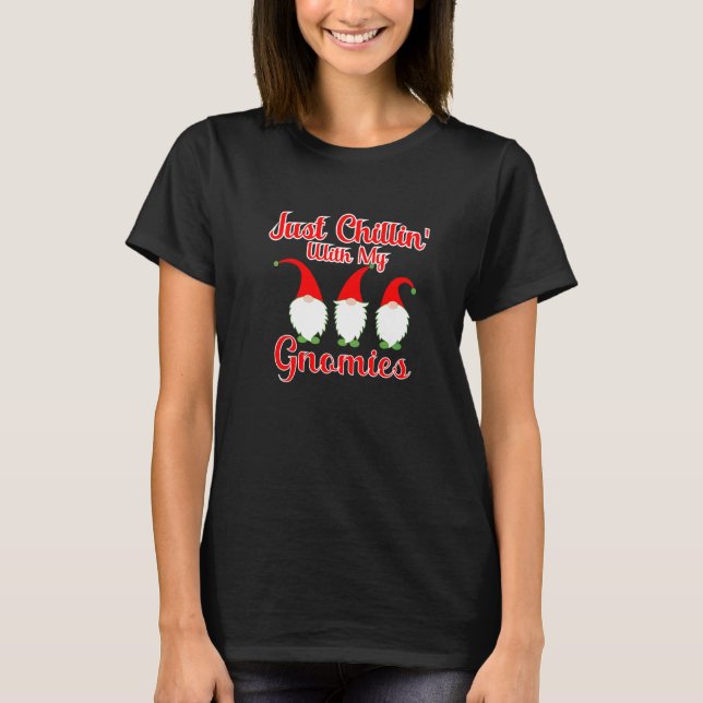 Avslappnad med mina gnom-vänner En julgnom  1 T Shirt (Framsida)