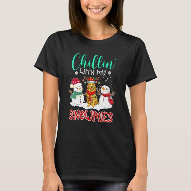 Avslappnad Med Mina Snökompisar Guld Tomte Julgran T Shirt (Framsida)