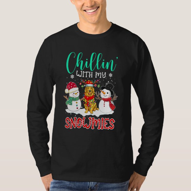 Avslappnad Med Mina Snökompisar Guld Tomte Julgran T Shirt (Framsida)