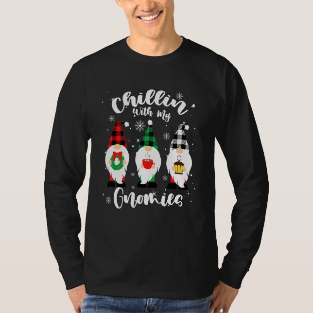 Avslappnad med mina Tomtar Jul Buffalo Rutig Tomte T Shirt (Framsida)