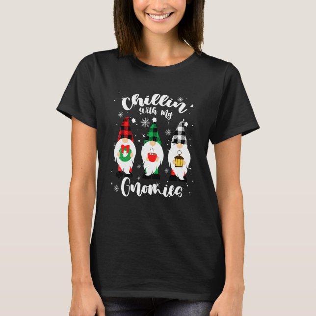 Avslappnad med mina Tomtar Jul Buffalo Rutig Tomte T Shirt (Framsida)