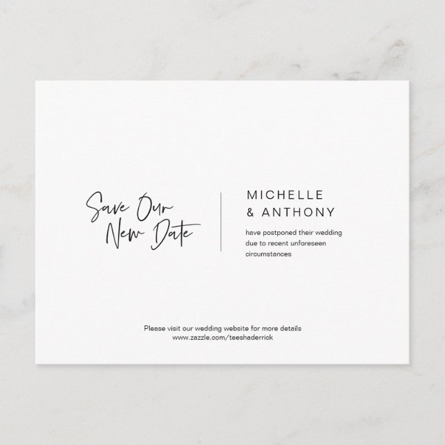 Avslappnad minimal, Spara vårt nya datum, uppskjut Vykort (Framsida)