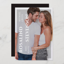 Avslappnad Minimalistic Black White Photo Bröllop Inbjudningar