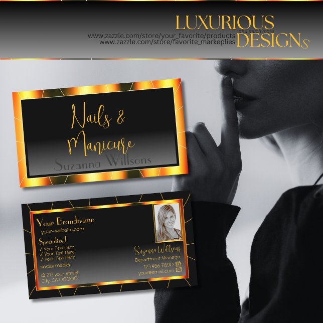 Avslappnad Orange Ram och svart övertoning med fot Visitkort (Skapare uppladdad)