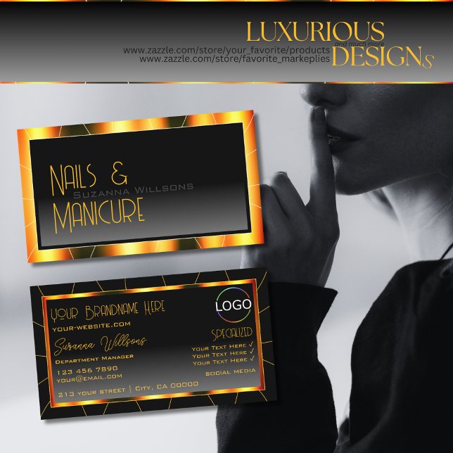 Avslappnad Orange Ram Svart övertoning med Logotyp Visitkort (Skapare uppladdad)