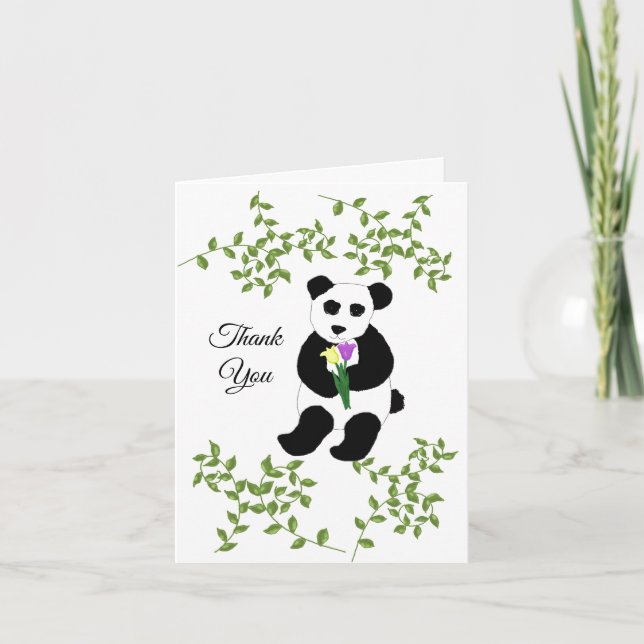 Avslappnad Panda Björn Tack Kort (Framsida)
