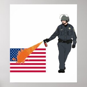 Avslappnad Pepper Spray Cop med Flagga i Färg Poster