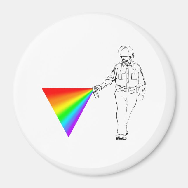 Avslappnad Pepper Spray Cop Rainbow Magnet (Framsidan)