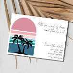 Avslappnad Photo Beach Wedding Spara Datumet<br><div class="desc">Bygg upp den omsorgsfulla andan i kärlek och strandens skönhet med vår Avslappnad "Allt vi behöver är Kärlek och Beach" Bröllop spara datum. Det här fina kortet kombinerar en återgång till solnedgången i handflatan träd som perfekt fångar kärnan av ditt återfall och den strandinspirerade bröllop firande. Anpassa kortets framsida med...</div>