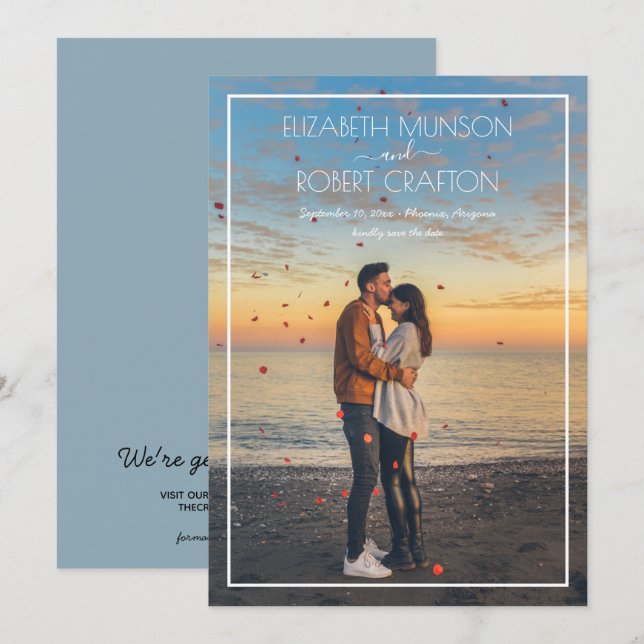 Avslappnad Photo Bröllop spara datum Datumet (Fram/baksida)