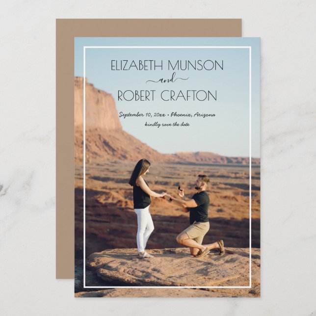 Avslappnad Photo Bröllop spara datum Spara Datumet (Fram/baksida)