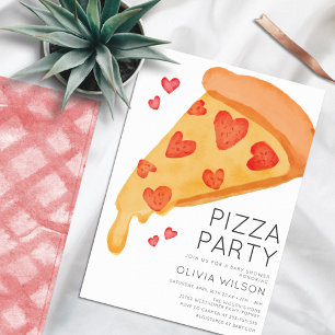 Avslappnad Pizza Baby Shower Inbjudningar
