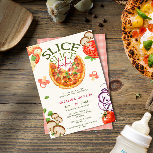 Avslappnad Pizza Diaper Slice Slice Baby Shower Inbjudningar