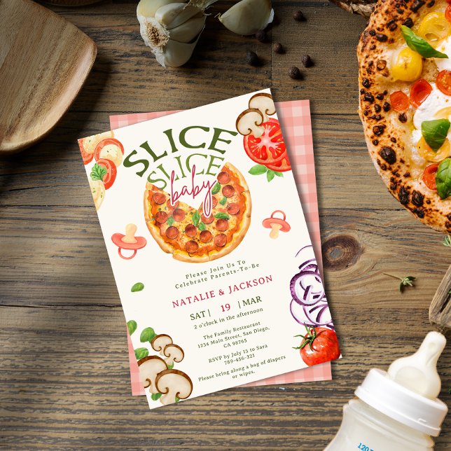 Avslappnad Pizza Diaper Slice Slice Baby Shower Inbjudningar (Playful Pizza Diaper Slice Slice Baby Shower Invitation)